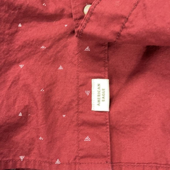 American Eagle Burgundy Cotton Short Sleeve Shirt - Picture 7 of 10